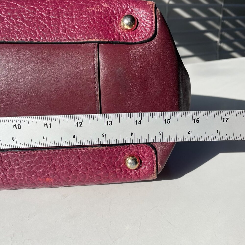 Burberry‎ Heritage Clarborough Tote Grain Smooth Calfskin Damson Magenta Bag - Picture 13 of 16